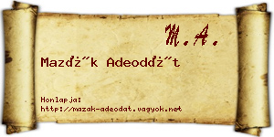 Mazák Adeodát névjegykártya